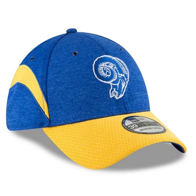 Men's Los Angeles Rams New Era Royal/Gold 2018 NFL Sideline Home Historic Official 39THIRTY Flex Hat 3058239